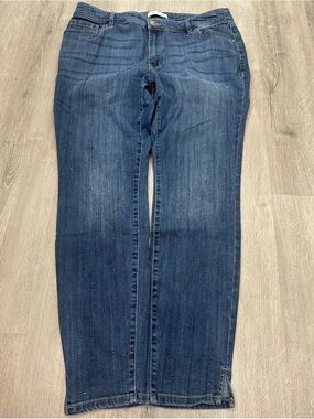 Lane Bryant Dark Blue Straight Leg Jeans with Stud Accents